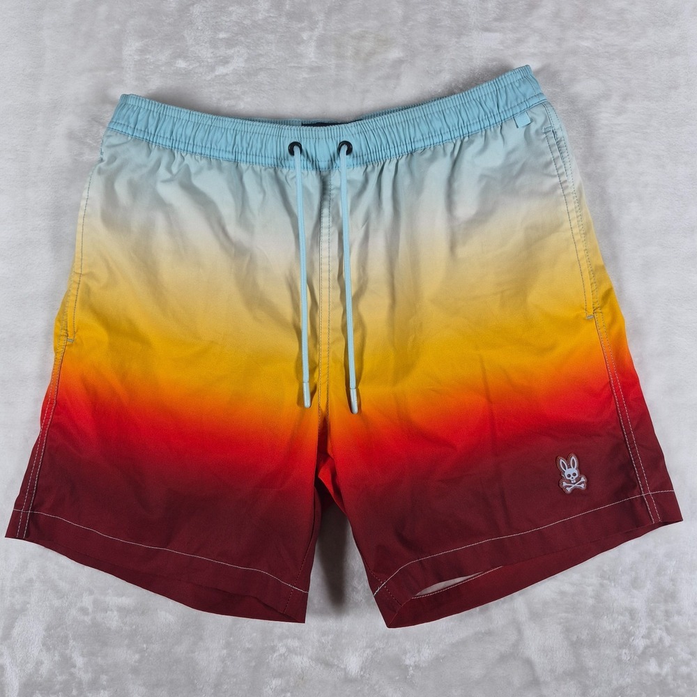Psycho Bunny Swim Trunks Shorts‎ Men's Small Lined Floral Logo Elastic Waist